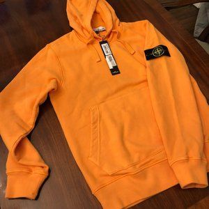 NEW Stone Island Logo Patch Hoodie Orange Sherbert